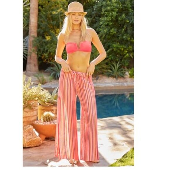 BECCA Other - BECCA Seaside Wide Leg Split side Beach Cover Up Pants. M